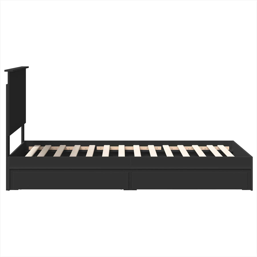 Bedframe met lade met hoofdeinde Zwart 75 x 190 cm Bewerkt hout