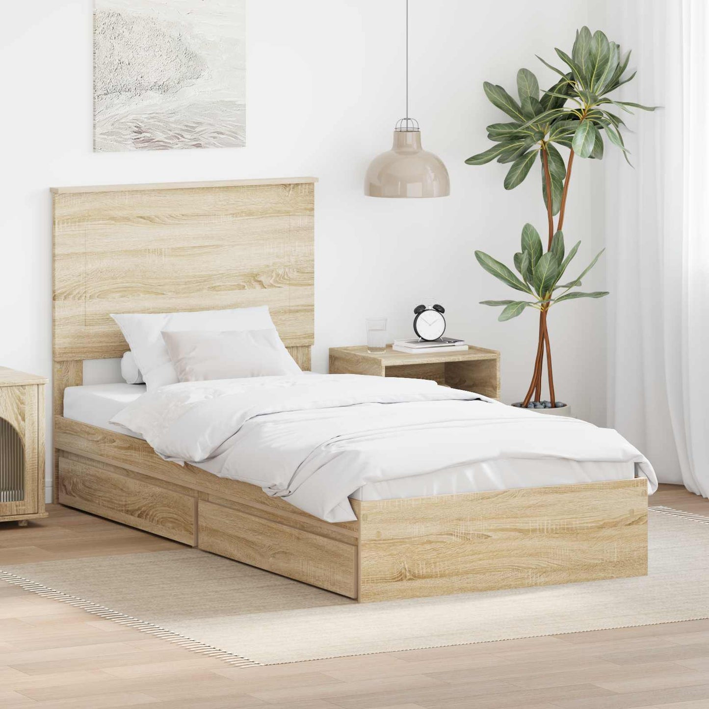Bedframe met lade Sonoma Eiken 75 x 190 cm Bewerkt hout