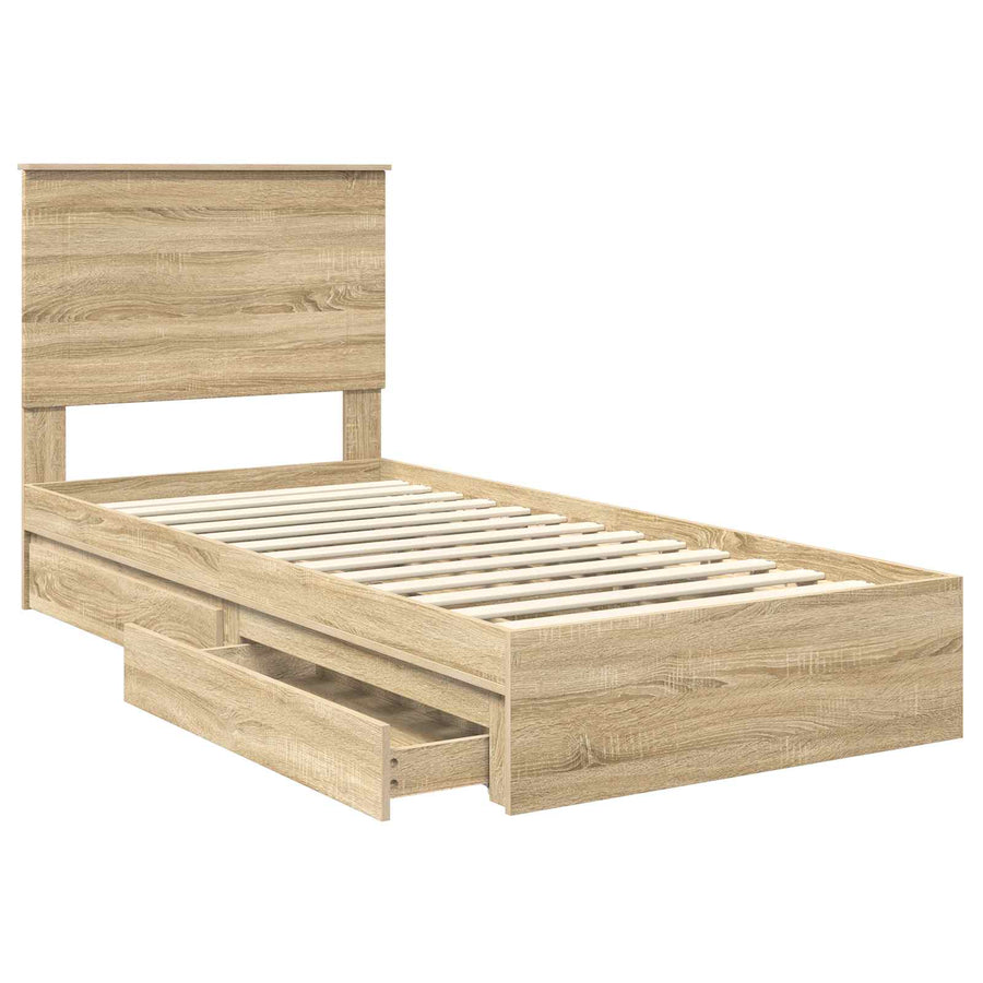Bedframe met lade Sonoma Eiken 75 x 190 cm Bewerkt hout