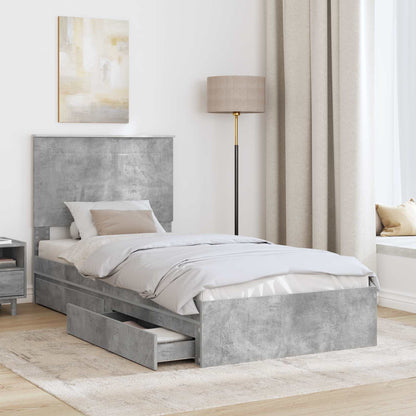Bedframe met lade Beton Grijs 75 x 190 cm Bewerkt hout