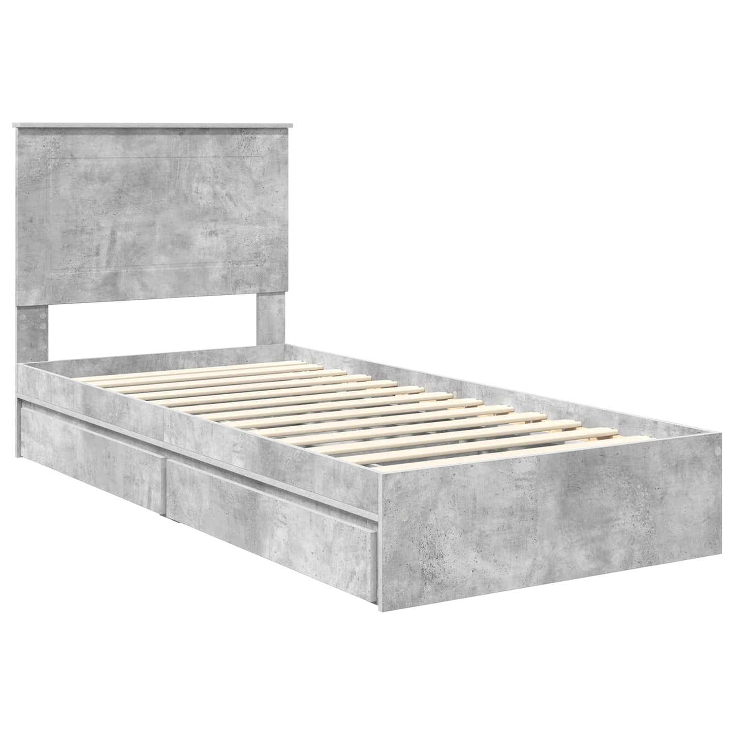 Bedframe met lade Beton Grijs 75 x 190 cm Bewerkt hout
