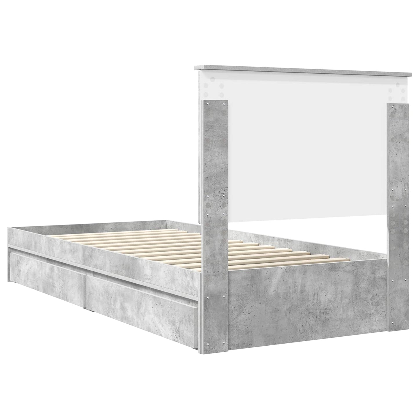 Bedframe met lade Beton Grijs 75 x 190 cm Bewerkt hout