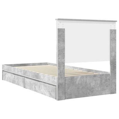 Bedframe met lade Beton Grijs 75 x 190 cm Bewerkt hout