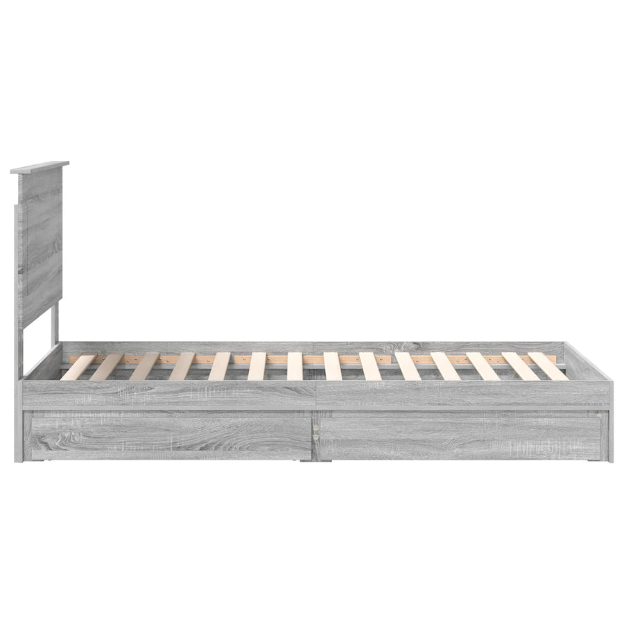 Bedframe met lade Grijs Sonoma 75 x 190 cm Bewerkt hout