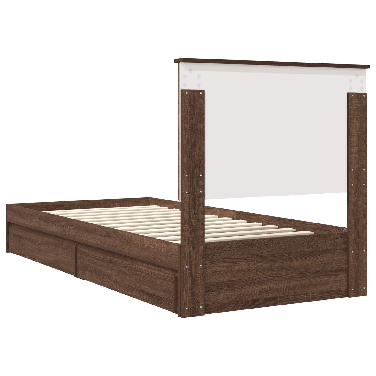 Bedframe met lade Bruin Eiken 75 x 190 cm Bewerkt hout