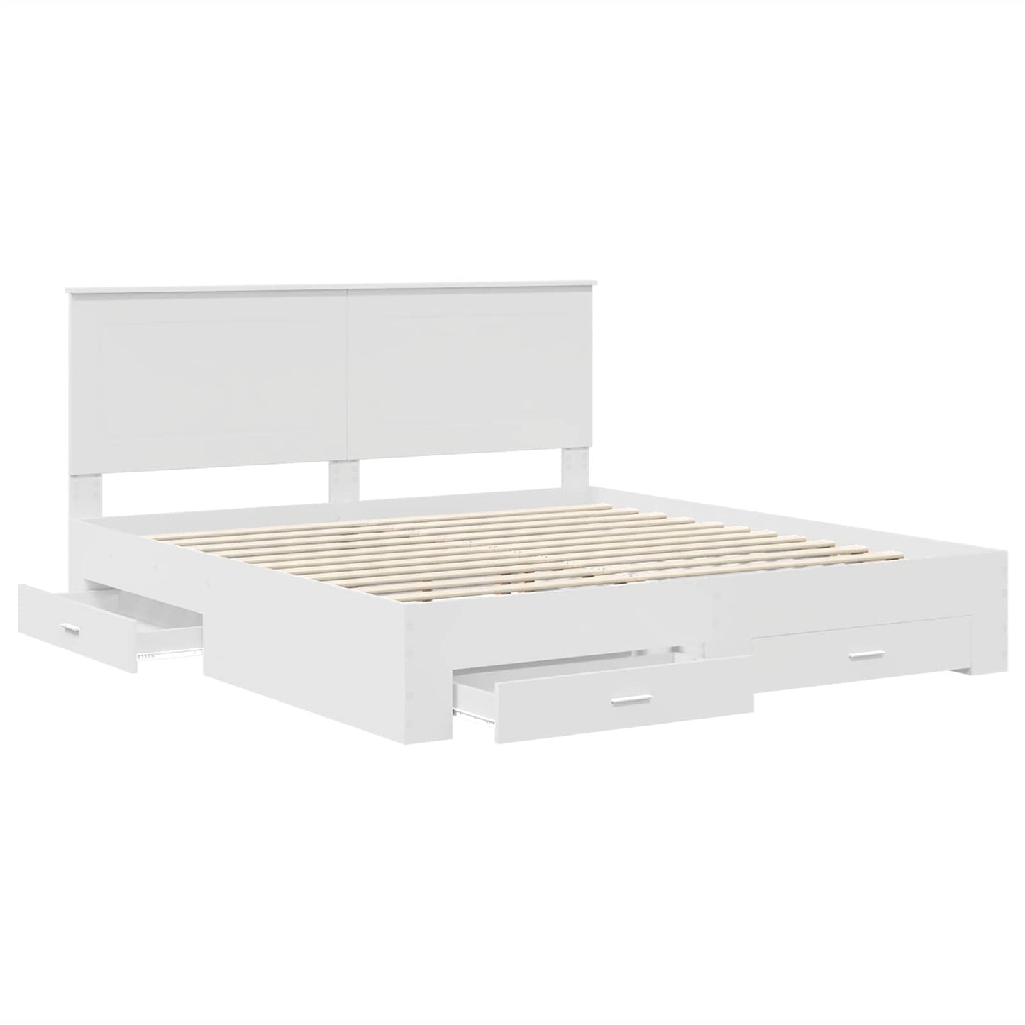 Bedframe met hoofdeinde met lade Wit 200 x 200 cm Bewerkt hout