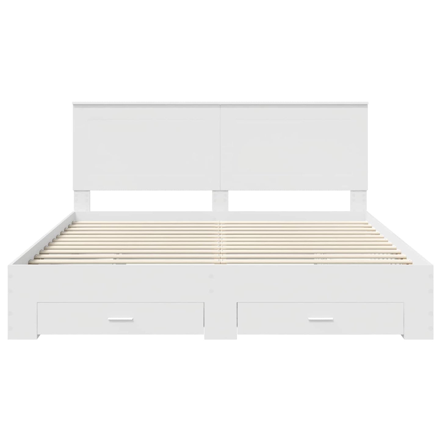 Bedframe met hoofdeinde met lade Wit 200 x 200 cm Bewerkt hout