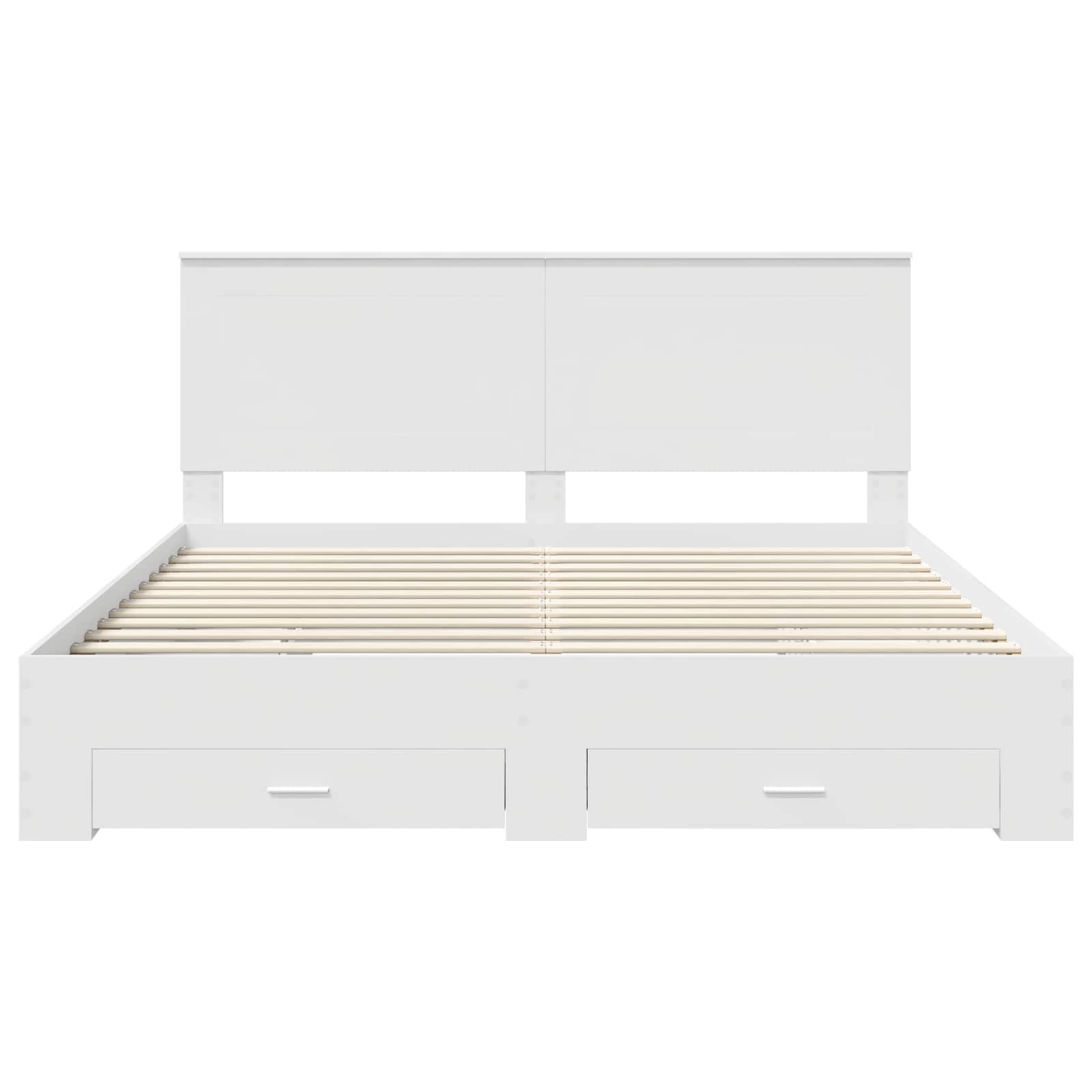 Bedframe met hoofdeinde met lade Wit 200 x 200 cm Bewerkt hout