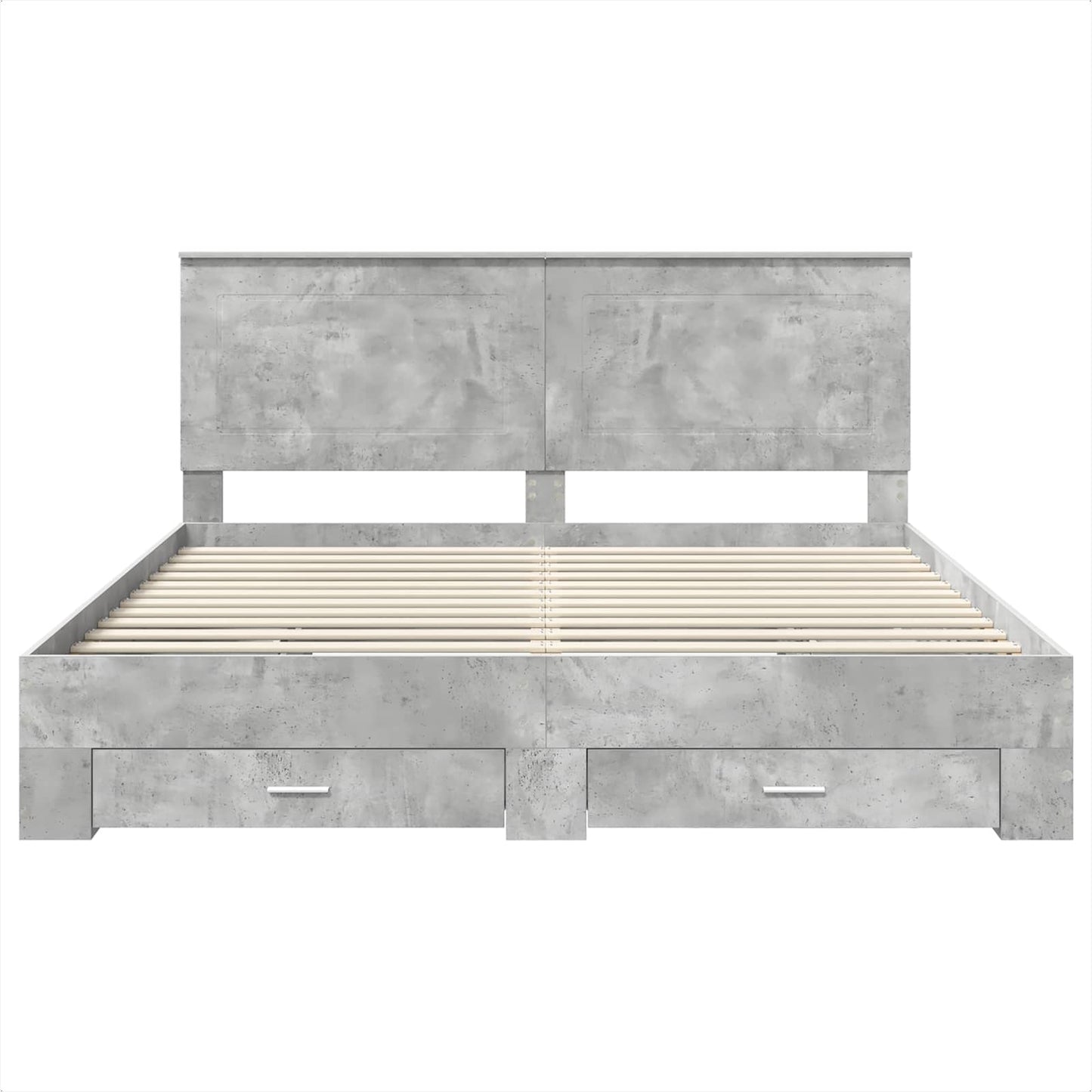 Bedframe met hoofdeinde Beton Grijs 200 x 200 cm Bewerkt hout
