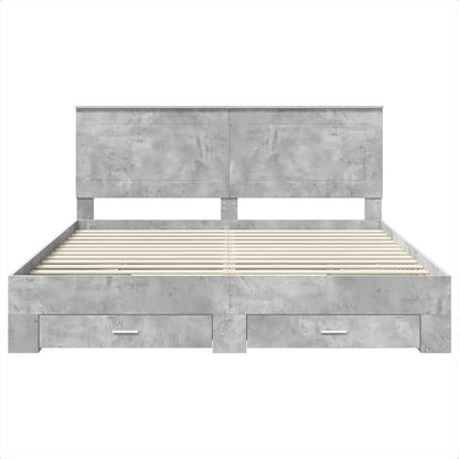 Bedframe met hoofdeinde Beton Grijs 200 x 200 cm Bewerkt hout