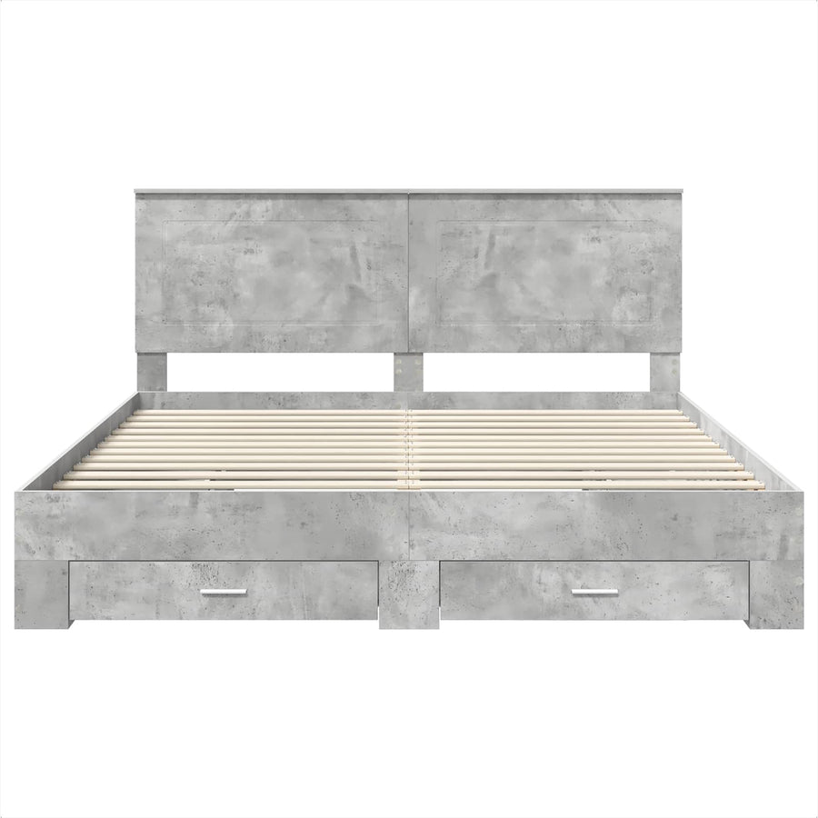 Bedframe met hoofdeinde Beton Grijs 200 x 200 cm Bewerkt hout