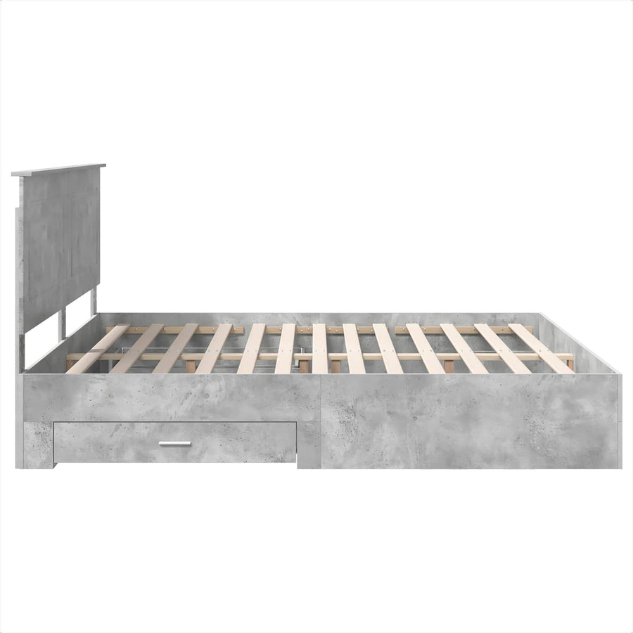 Bedframe met hoofdeinde Beton Grijs 200 x 200 cm Bewerkt hout