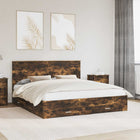 Bed frame with headboard Smoked oak 200 x 200 cm Engineered wood