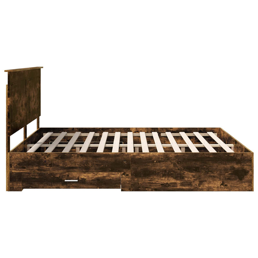 Bedframe met hoofdeinde Gerookt eiken 200 x 200 cm Bewerkt hout