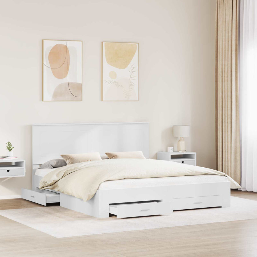 Bedframe met hoofdeinde met lade Wit 180 x 200 cm Bewerkt hout