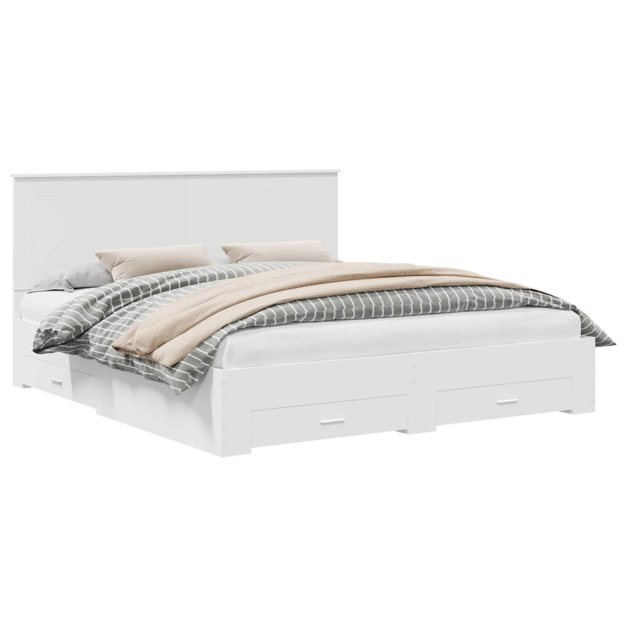 Bedframe met hoofdeinde met lade Wit 180 x 200 cm Bewerkt hout