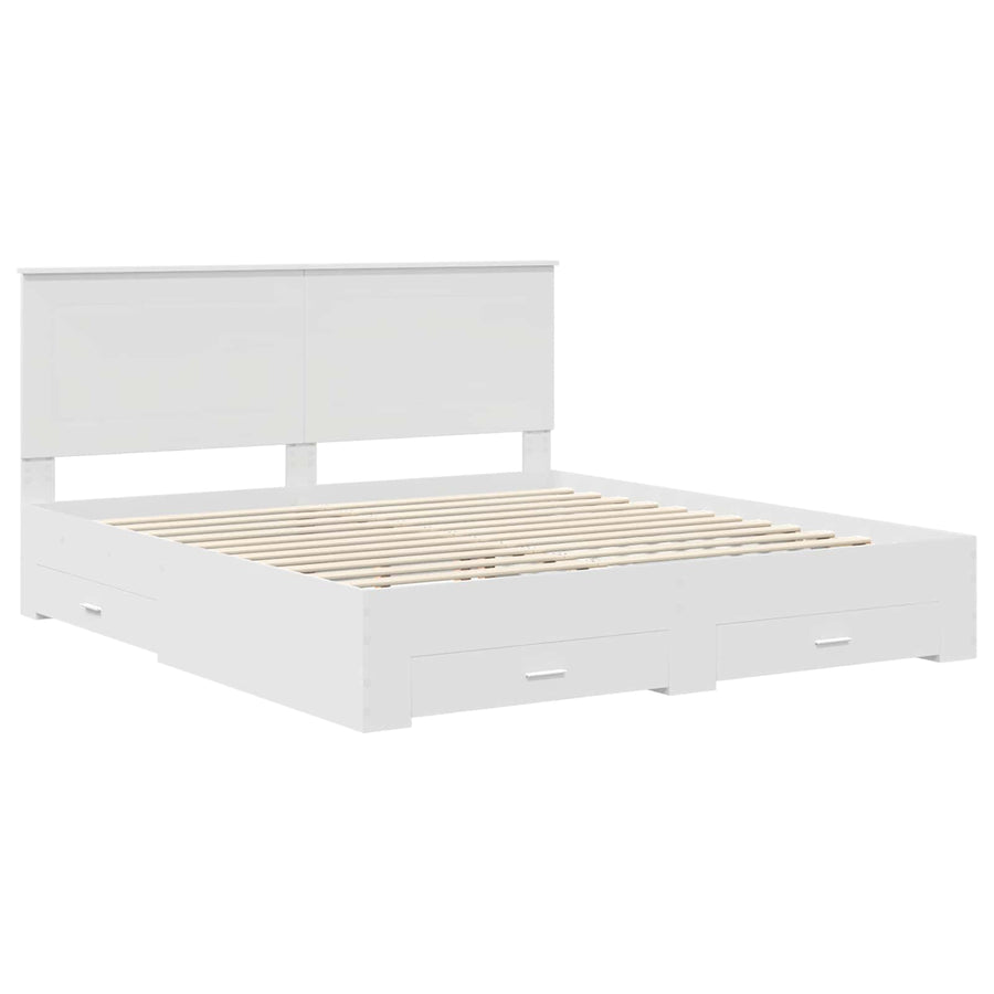 Bedframe met hoofdeinde met lade Wit 180 x 200 cm Bewerkt hout
