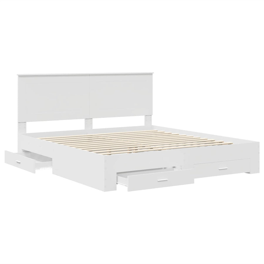 Bedframe met hoofdeinde met lade Wit 180 x 200 cm Bewerkt hout