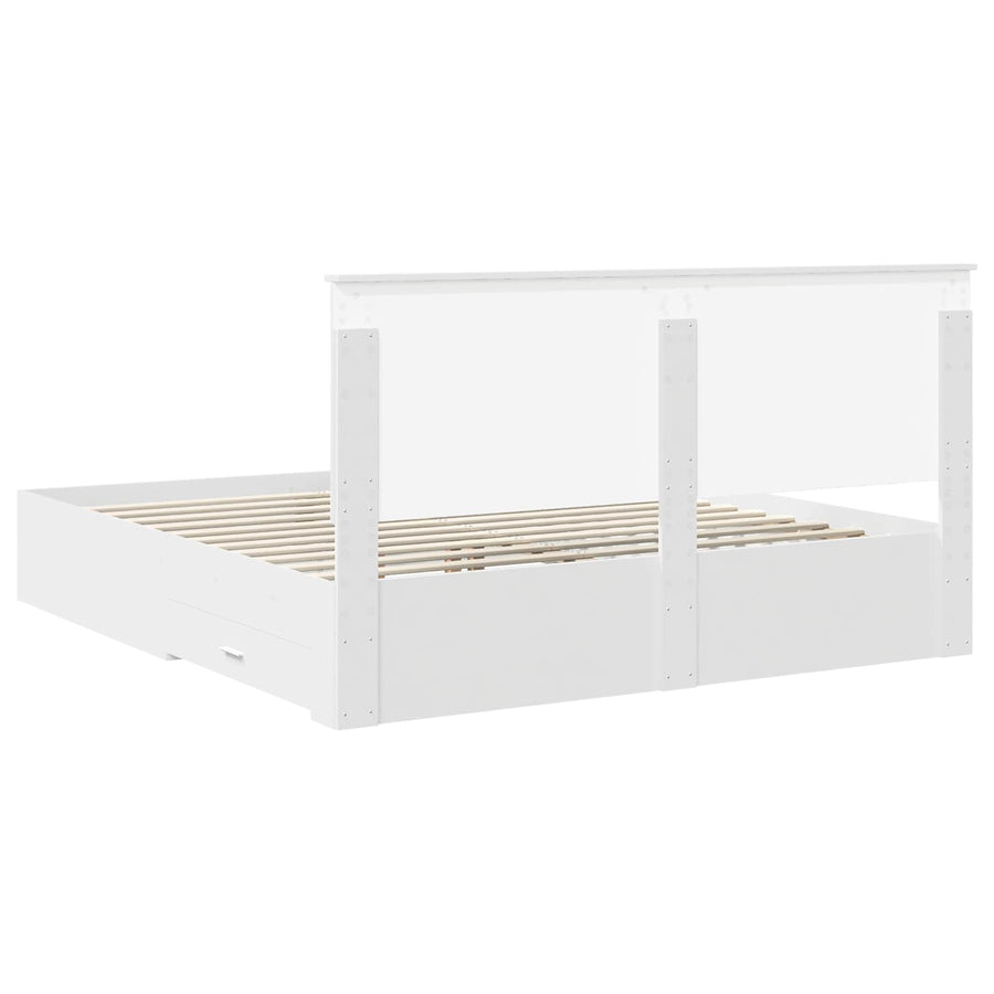 Bedframe met hoofdeinde met lade Wit 180 x 200 cm Bewerkt hout