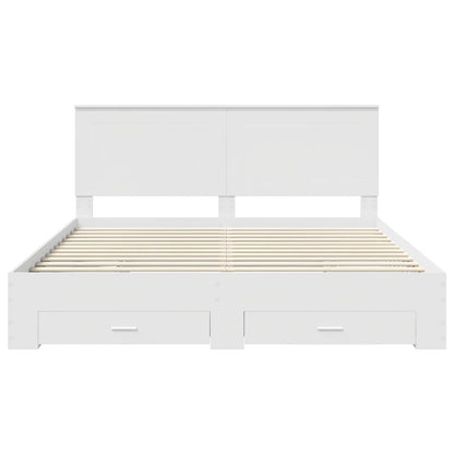 Bedframe met hoofdeinde met lade Wit 180 x 200 cm Bewerkt hout