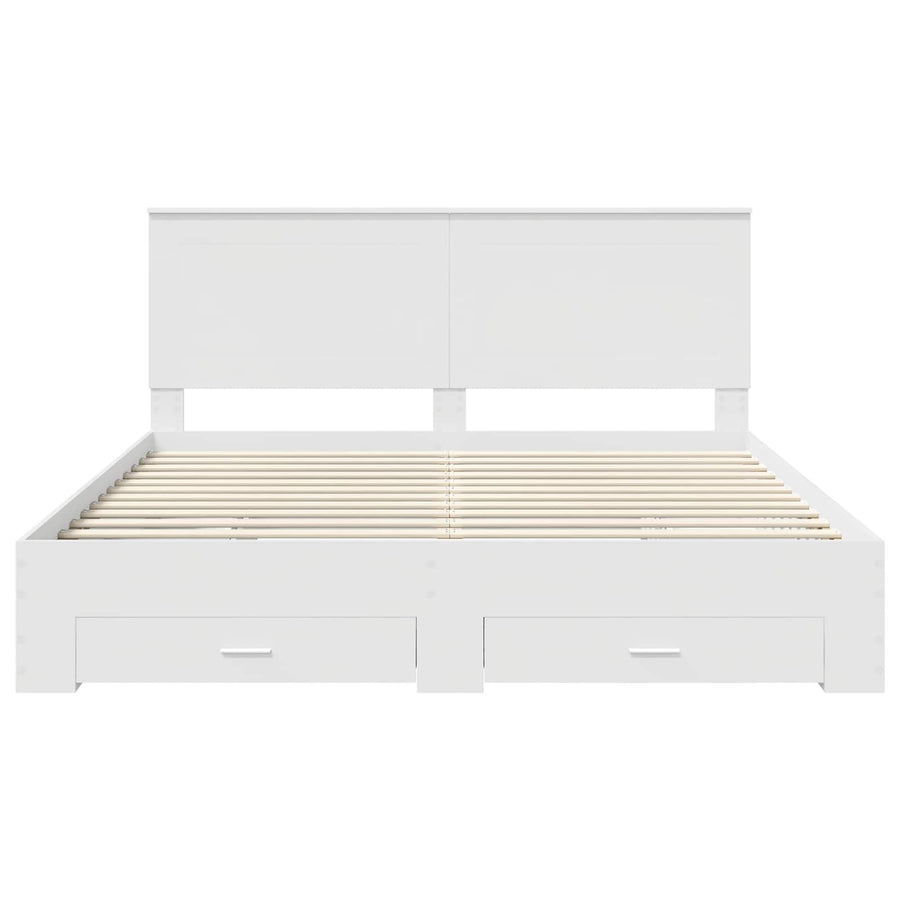 Bedframe met hoofdeinde met lade Wit 180 x 200 cm Bewerkt hout