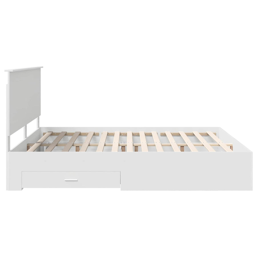Bedframe met hoofdeinde met lade Wit 180 x 200 cm Bewerkt hout