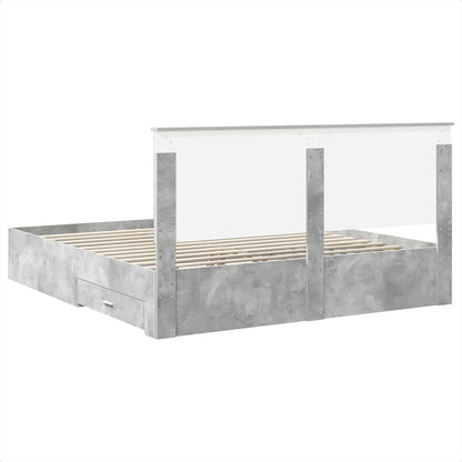 Bedframe met hoofdeinde Beton Grijs 180 x 200 cm Bewerkt hout