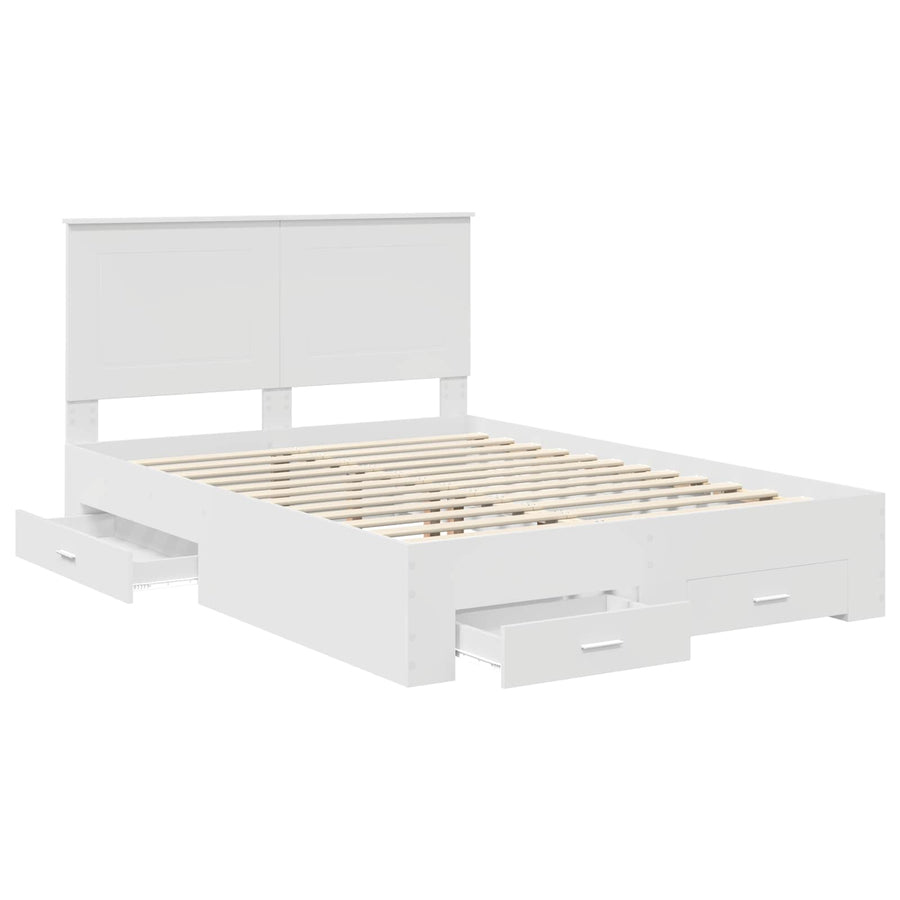 Bedframe met hoofdeinde met lade Wit 160 x 200 cm Bewerkt hout