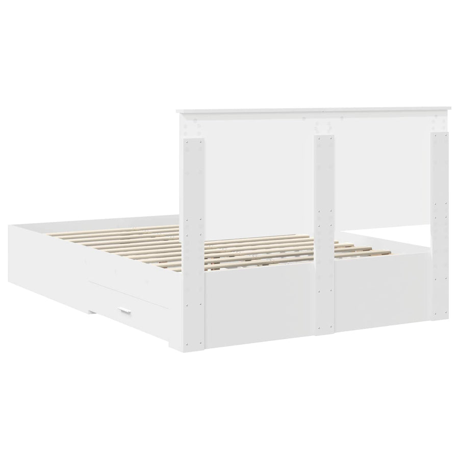 Bedframe met hoofdeinde met lade Wit 160 x 200 cm Bewerkt hout