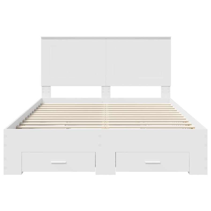 Bedframe met hoofdeinde met lade Wit 160 x 200 cm Bewerkt hout