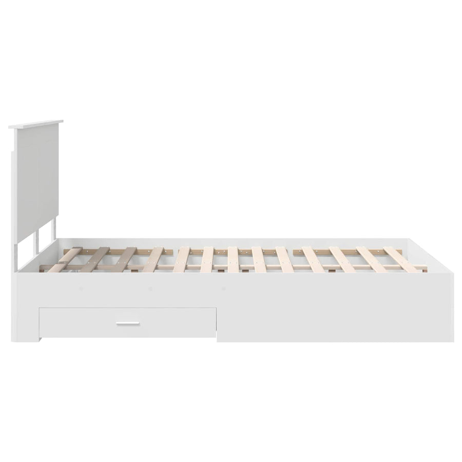 Bedframe met hoofdeinde met lade Wit 160 x 200 cm Bewerkt hout
