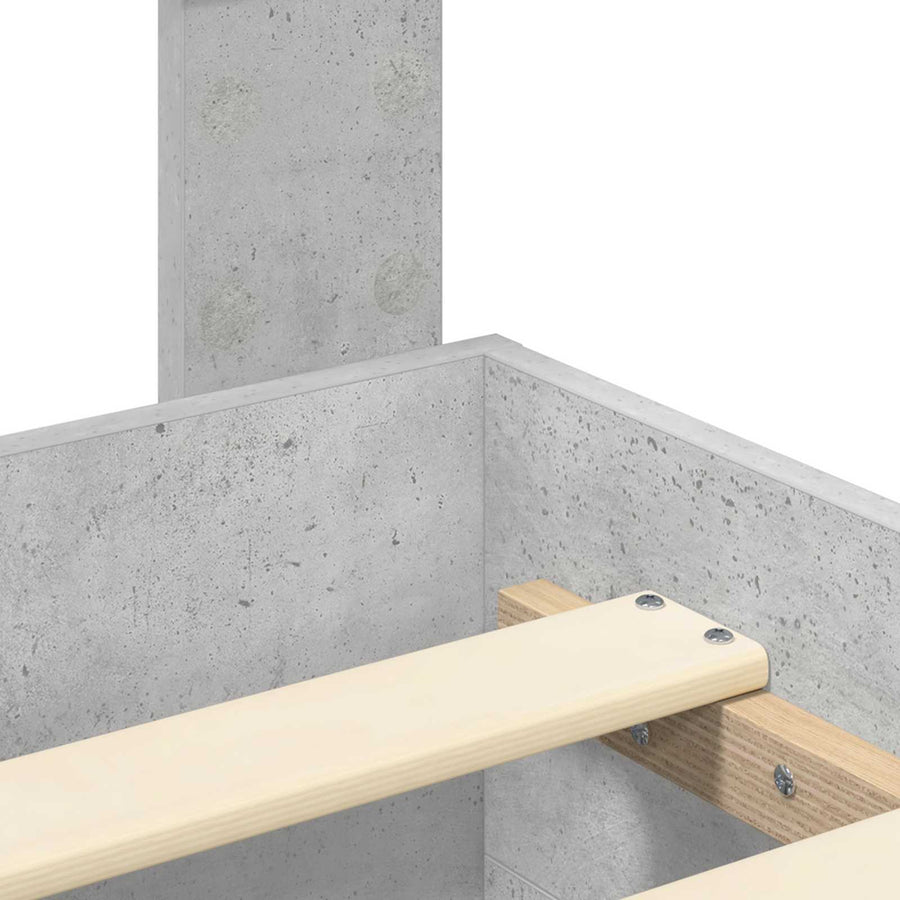 Bedframe met hoofdeinde Beton Grijs 160 x 200 cm Bewerkt hout