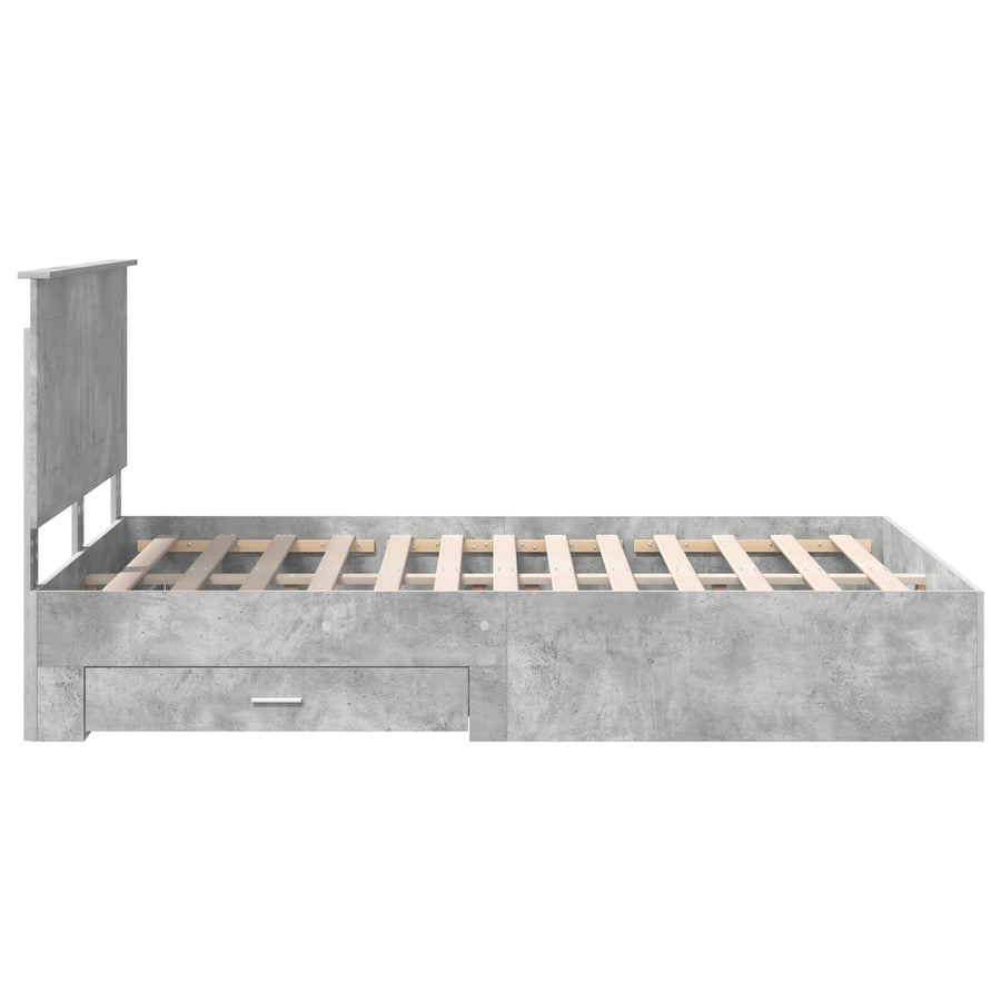 Bedframe met hoofdeinde Beton Grijs 160 x 200 cm Bewerkt hout