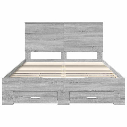 Bedframe met hoofdeinde Grijs Sonoma 160 x 200 cm Bewerkt hout