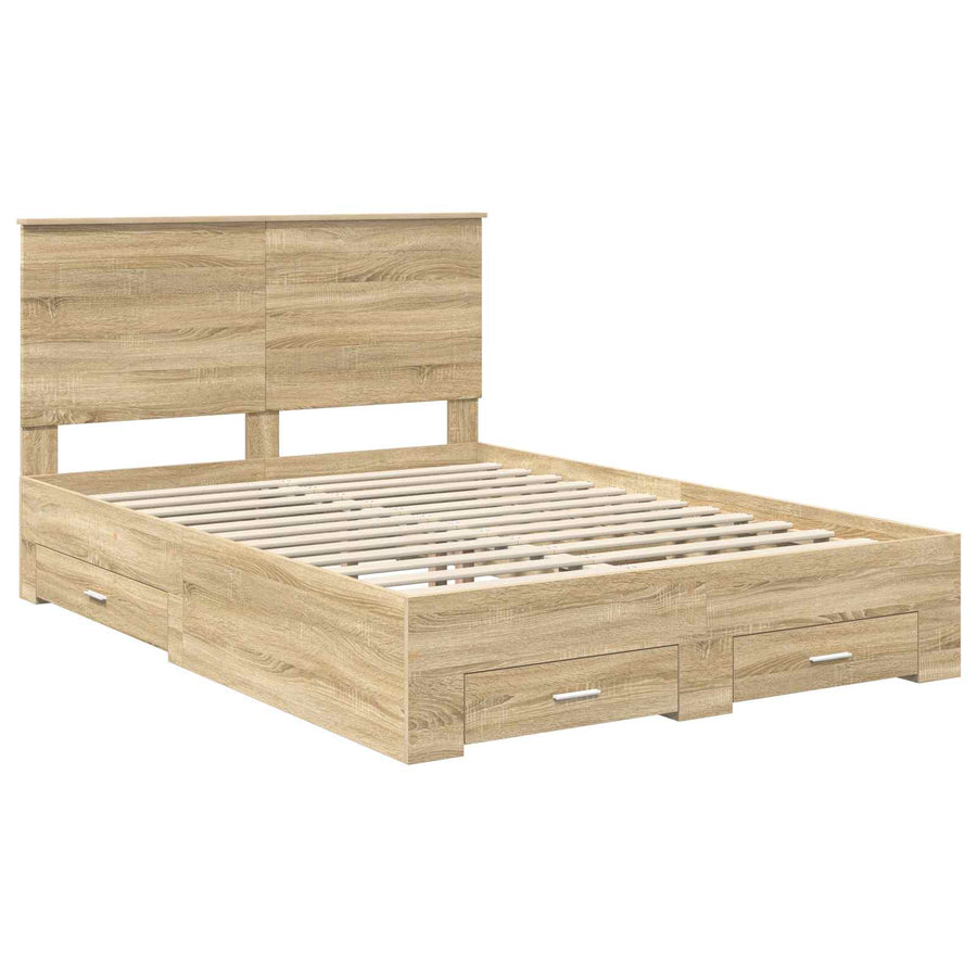 Bedframe met hoofdeinde Sonoma Eiken 150 x 200 cm Bewerkt hout