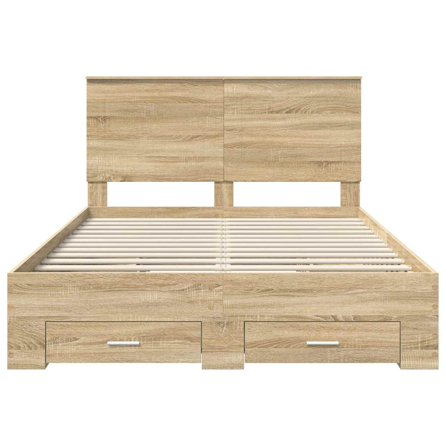 Bedframe met hoofdeinde Sonoma Eiken 150 x 200 cm Bewerkt hout