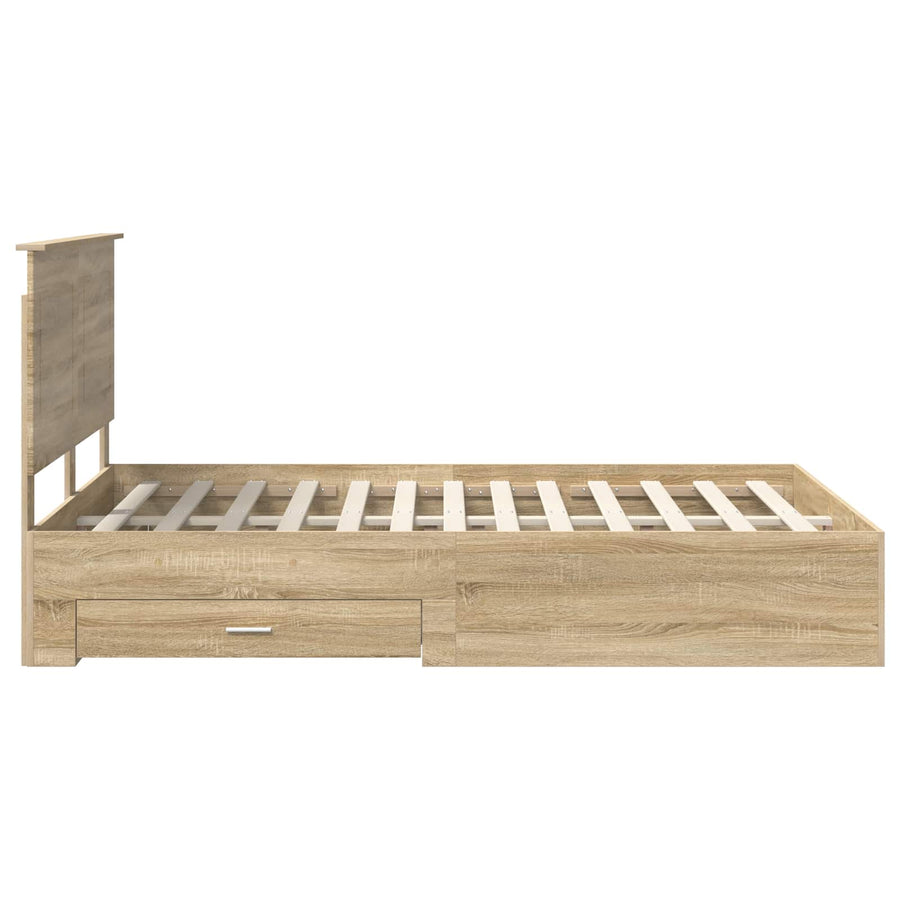 Bedframe met hoofdeinde Sonoma Eiken 150 x 200 cm Bewerkt hout