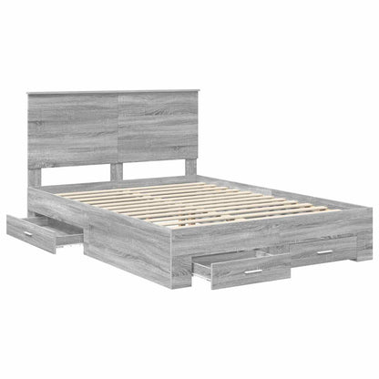 Bedframe met hoofdeinde Grijs Sonoma 150 x 200 cm Bewerkt hout
