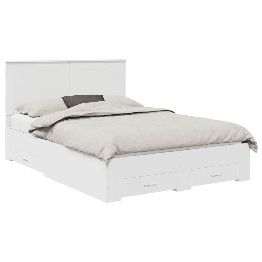 Bedframe met hoofdeinde met lade Wit 140 x 190 cm Bewerkt hout