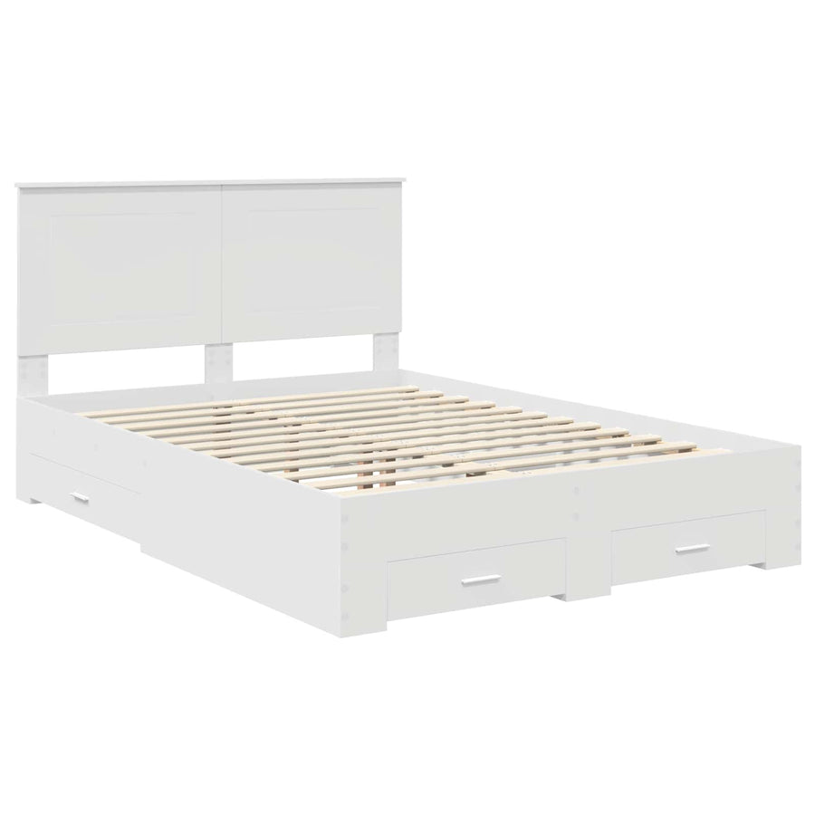 Bedframe met hoofdeinde met lade Wit 140 x 190 cm Bewerkt hout