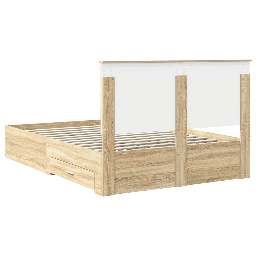 Bedframe met hoofdeinde Sonoma Eiken 140 x 190 cm Bewerkt hout