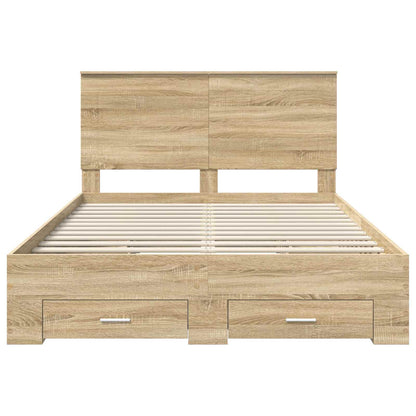 Bedframe met hoofdeinde Sonoma Eiken 140 x 190 cm Bewerkt hout