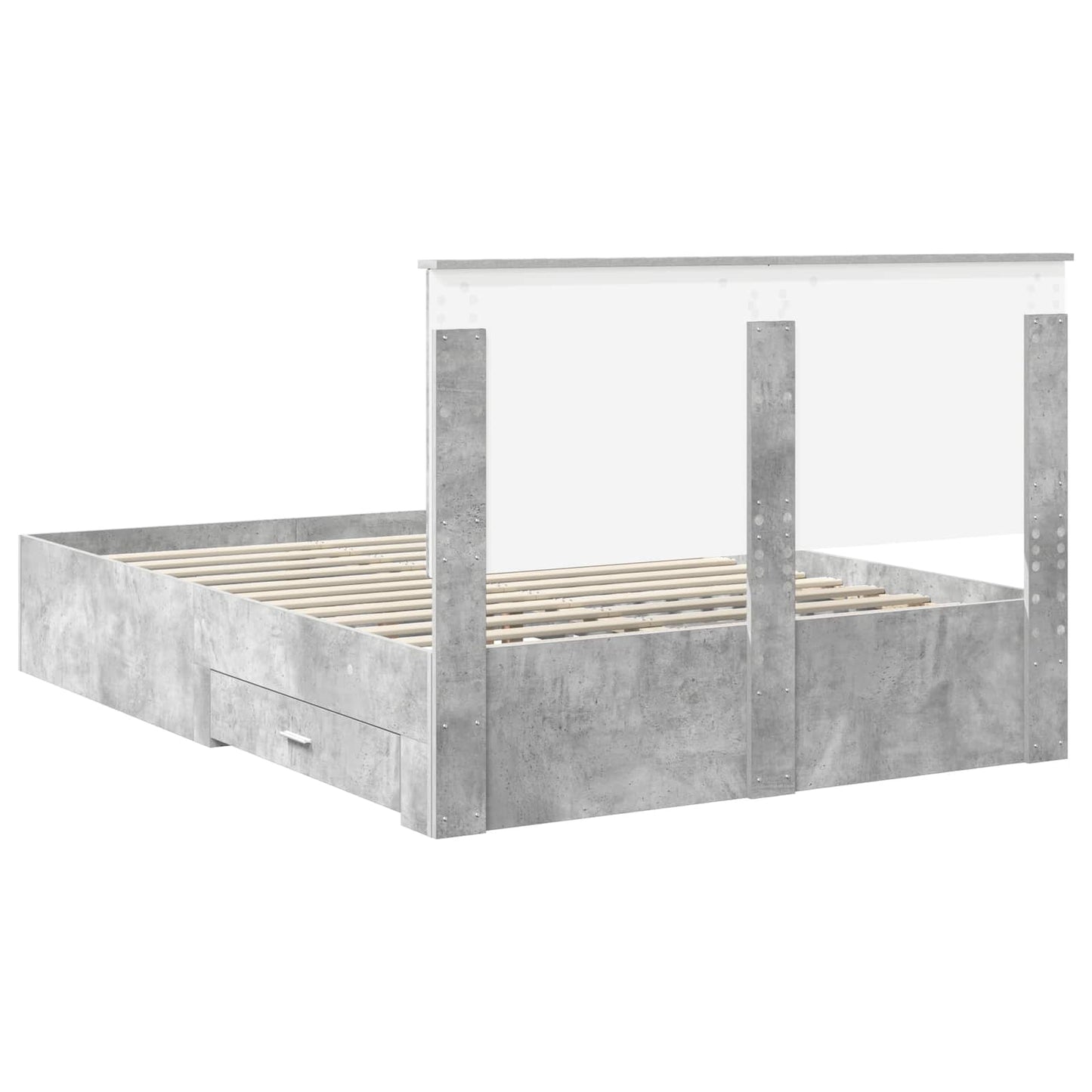 Bedframe met hoofdeinde Beton Grijs 140 x 190 cm Bewerkt hout