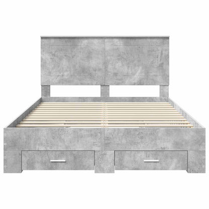 Bedframe met hoofdeinde Beton Grijs 140 x 190 cm Bewerkt hout