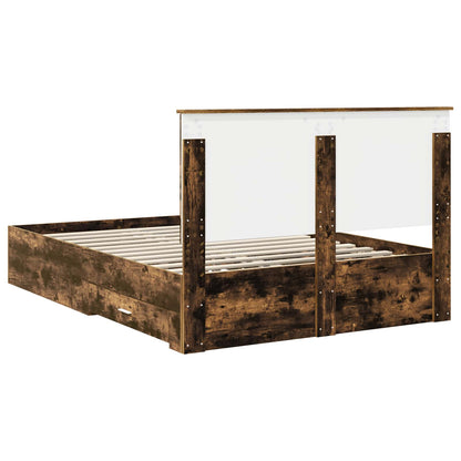 Bedframe met hoofdeinde Gerookt eiken 140 x 190 cm Bewerkt hout