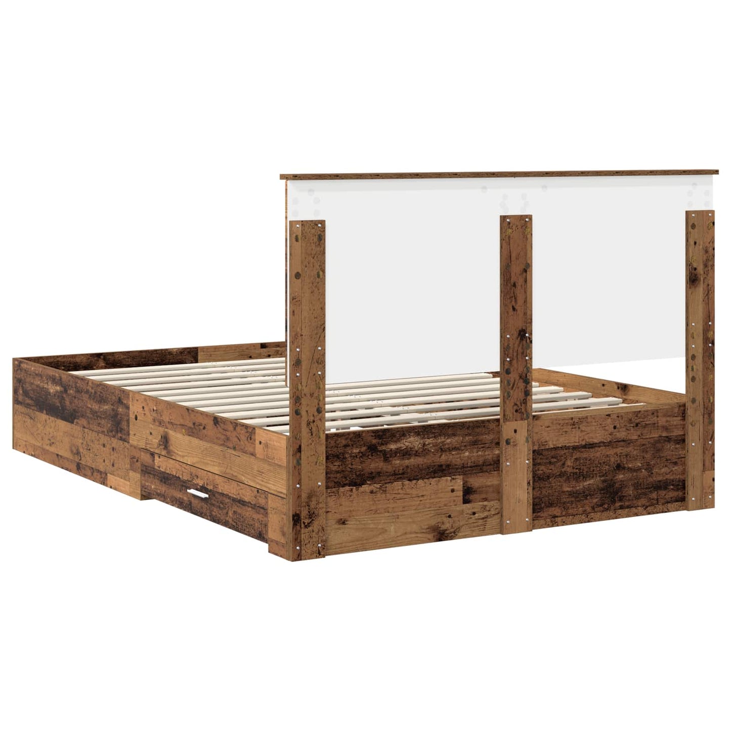 Bedframe met hoofdeinde Oudhout 140 x 190 cm Bewerkt hout