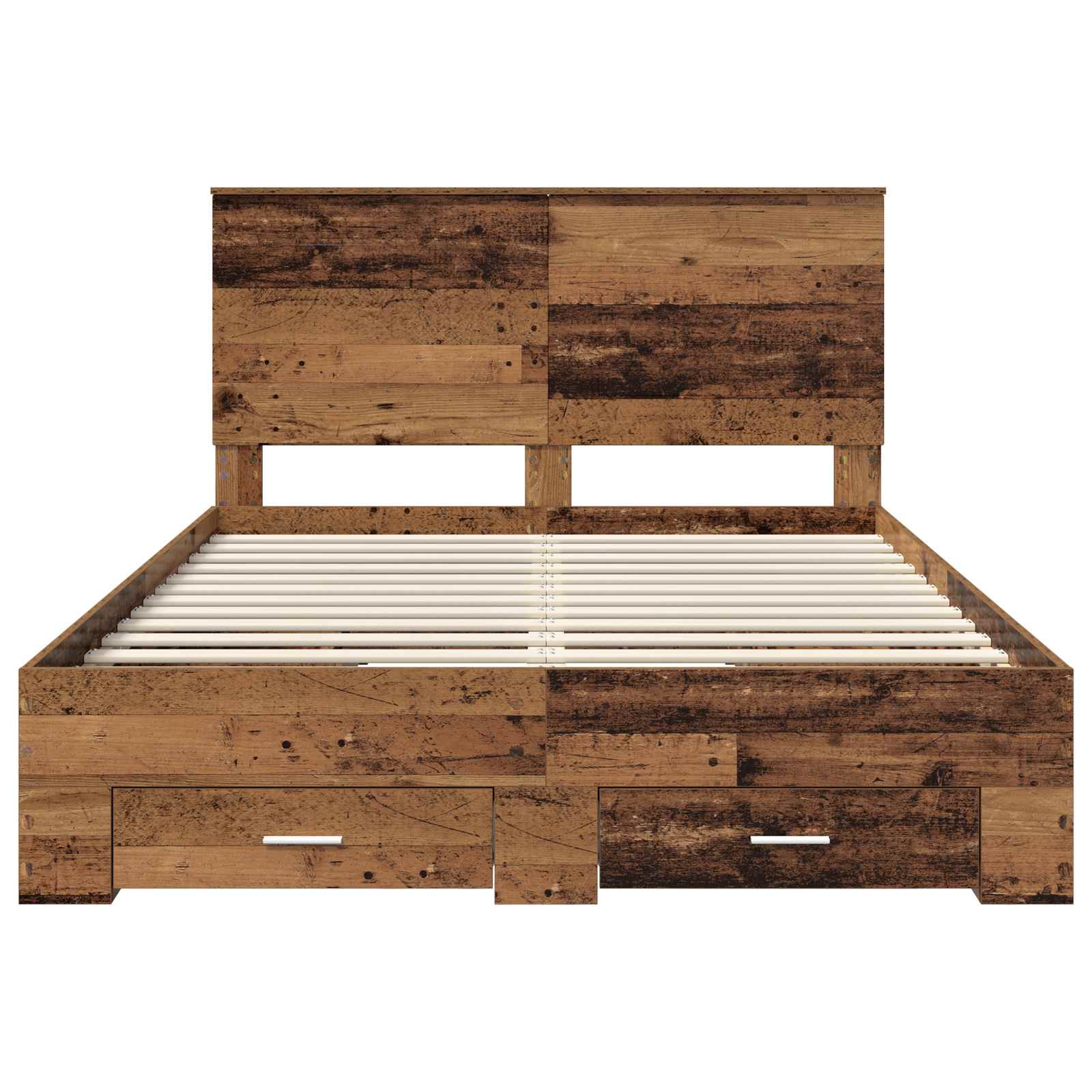 Bedframe met hoofdeinde Oudhout 140 x 190 cm Bewerkt hout