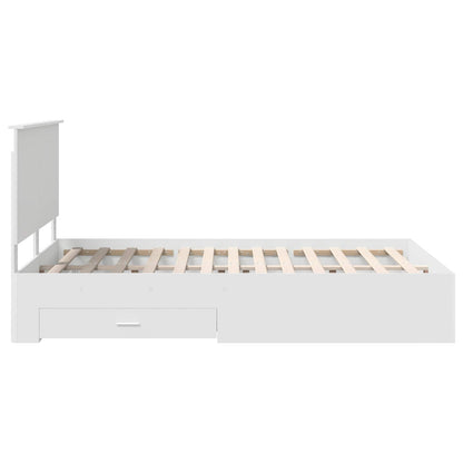 Bedframe met hoofdeinde met lade Wit 140 x 200 cm Bewerkt hout