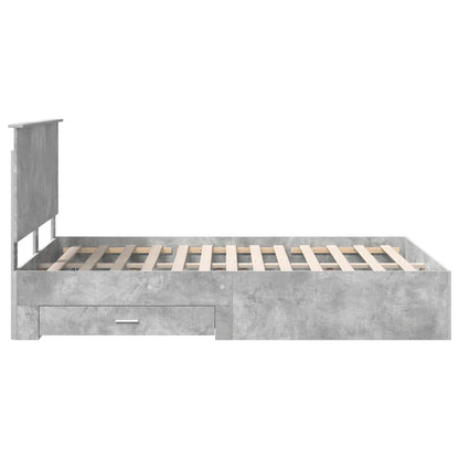 Bedframe met hoofdeinde Beton Grijs 140 x 200 cm Bewerkt hout