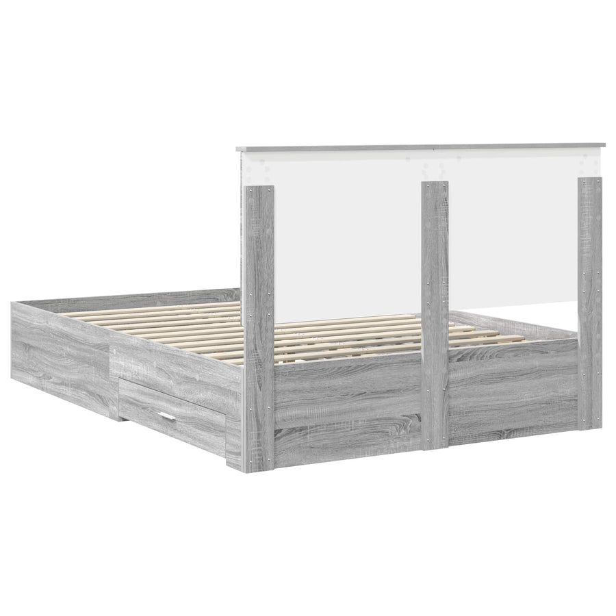 Bedframe met hoofdeinde Grijs Sonoma 140 x 200 cm Bewerkt hout